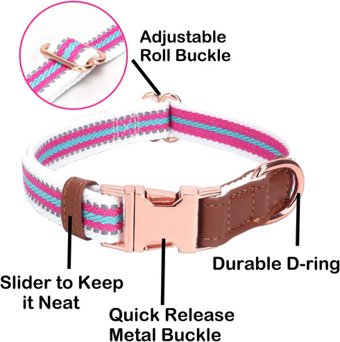 Dog Collar Reflective, Multi-Colored Stripe Dog Collar, Soft Adjustable Dog Collars with Metal Buckle for Small Medium Large Dogs, Perfect Pet Col...