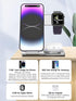 Wireless Charger 3 in 1,Aluminum Alloy Wireless Charging Stand 18W Fast Charging for iPhone 15/14/13/12/11/Pro/Max/XS/XR/X/8, iWatch9/8/7/6/5/4/3/...