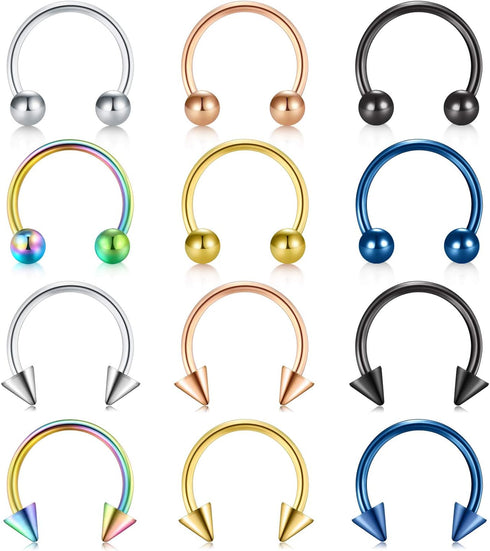 Longita Septum Rings Septum Jewelry 16g 18g Septum Ring Septum Piercing 20g Horseshoe Earring Hoop Lip Ring Silver Black Gold...