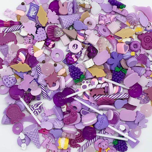 50 Pcs Slime Charms Easter DIY Craft Making Resin Jewery Making Kit, Resin Flatback Slime Beads Making Supplies for DIY Scrapbooking Crafts (Purpl...
