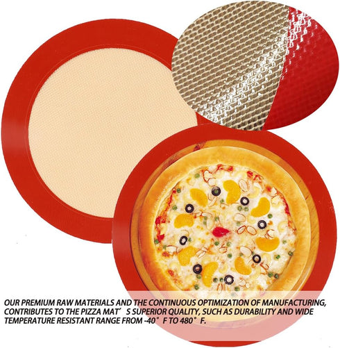 Silicone Baking Mats, Round Non-stick Silicone Mats for Pizza/Pie/Cake/Bread/Cookie, Reusable Sheet Liners for Baking Pans 2PCS (110mm, Red)...