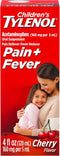 Children's Tylenol Liquid Oral Suspension Medicine, Acetaminophen Pain Reliever & Fever Reducer, Aspirin-, Ibuprofen- & Alcohol-Free, Cherry, 4 Fl...