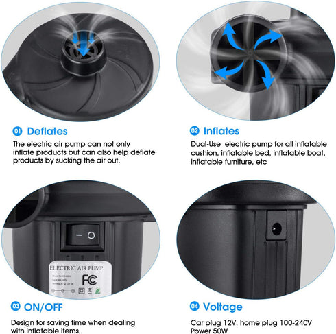 Air Pump for Air Mattress, Air Mattress Pump for Inflatables, Quick Fill Inflator Deflator Air Pump Perfect for Outdoor Camping Inflatable Boat Bl...