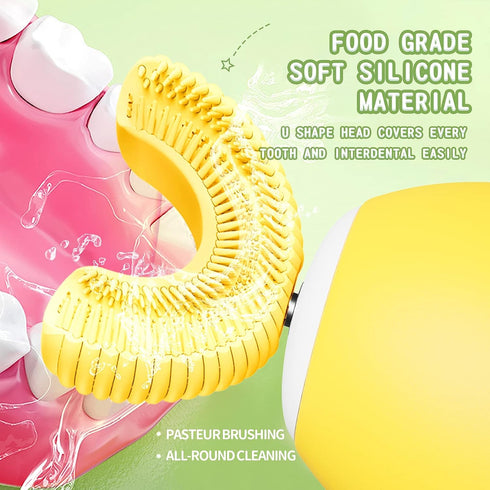 RexCodar Kids Electric Toothbrush, U Shaped Ultrasonic Automatic Toothbrush IPX7 Waterproof Toothbrush with 5 Smart Modes (Cartoon Duck,Ages 2-6)...