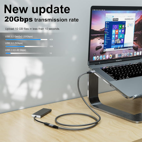 USB C Extension Cable 2M/6.6FT, USB C 3.2 Extender Cord Male to Female Support PD ????????/5A Fast Charging, 20Gbps Sync Transfer Compatible with ...