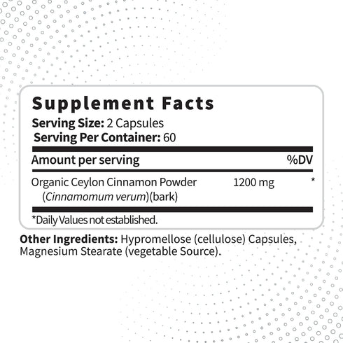 Type Zero Ceylon Cinnamon Capsules (1200mg | 120 Capsules) - Natural, Non-GMO, Gluten Free, Organic Cinnamon Supplement...