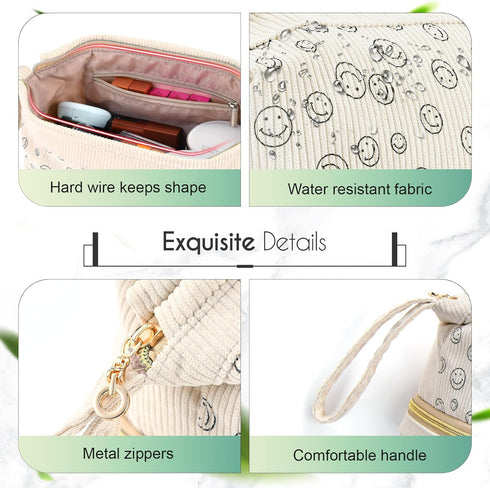 Travel Makeup Bag, Large Double Layer Make Up Cosmetic Bag for Women, Wide-open Pouch Organizer Bag for Girls, Roomy Makeup Travel Bags (Beige)...