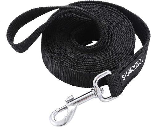 Strong Durable Nylon Dog Training Leash, 1 Inch Wide Traction Rope, 6 ft 10ft 15ft Long, for Small and Medium Dog (Black, 10 Feet)...