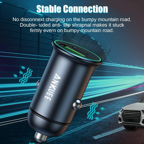 USB-C Car Charger Adapter, Dual Ports Fast Charging PD 60W + QC3.0 30W Mini All-Metal Cigarette Lighter USB Charger Universal for iPhone13/Pro Max...