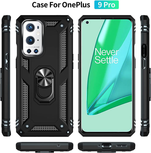 Military Grade Drop Impact for Oneplus 9 Pro Case Oneplus 9 Pro 5G Case 360 Metal Rotating Ring Kickstand Holder Armor Heavy Duty Shockproof for O...