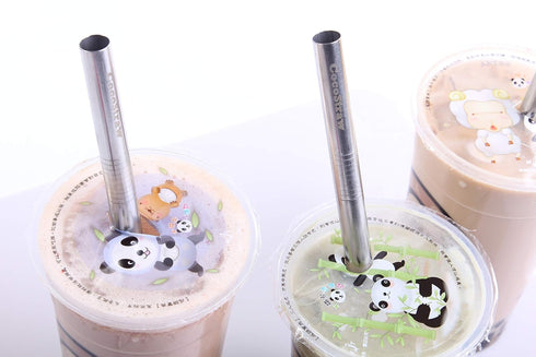 2 Point End BOBA Straw Stainless Steel Extra Wide 1/2" x 9.5" Long Tapioca Pearl Bubble Tea Thick FAT Poke Puncture - CocoStraw Brand...