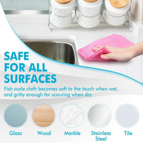 Nano Streak Free Magic Microfiber Cleaning Cloths Easy Clean Nanoscale,Fish Scale Window Mirror Glass Car Stainless Steel Cleaning,Lint Free Dish ...