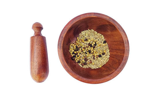 Acacia Wooden Mortar and Pestle Set | Kitchen Tool for All Grinding Purpose| Garlic Mustard Black Pepper Crusher| Medicine and Herb Crusher| India...