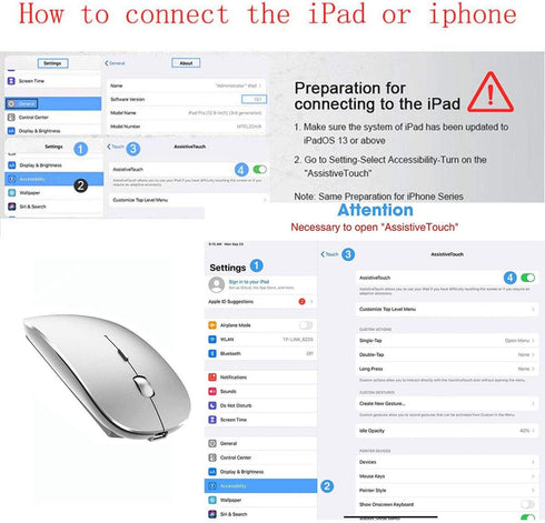 ZERU Bluetooth Mouse Rechargeable Wireless Mouse for Macbook Pro,Bluetooth Wireless Mouse for Laptop PC Computer (Silver)...