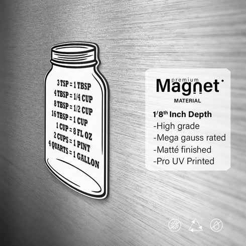 Kitchen Conversion Chart on Jar Magnet Standard Conversion Chart Décor Cooking Measurements for Food Measuring Easy to Read Recipe Baking Tools Ac...