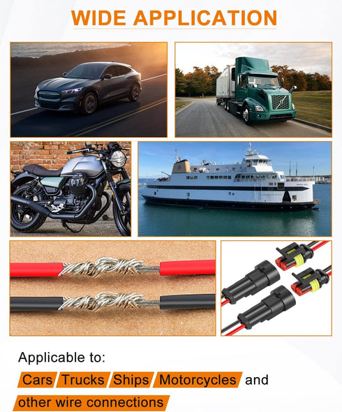 NAOEVO 2 Pin Connector Waterproof, 16 AWG 2 Wire Connectors, Automotive Electrical Connectors Male And Female Way With Heat Shrink Tubing For Car ...