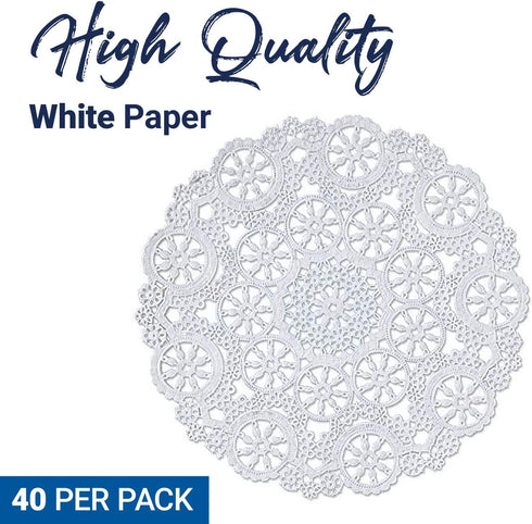 Royal Lace Fine Quality Paper Products, Medallion Lace Round Paper Doilies, 4-Inch, White, 1 Piece, Pack of 40 each...