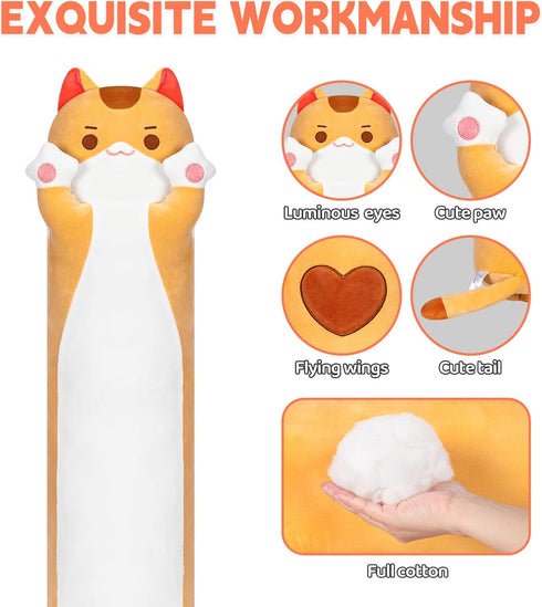 Long Cat Plush, Cute Brown Cat Stuffed Animals Soft Plushies, Kitten Kawaii Kids Plush Sleeping Throw Pillow Doll Plush Toys for Girls (20 Inch)...