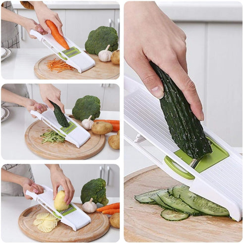 5 in 1 Mandoline Slicer Vegetable Slicer Mandolin Multi Blade Potato Veggie Slicer Vegetable Cutter Julienne Shredder Potato Slicer Green...