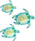 Set of 3 Metal Sea Turtle Beach Theme Decor Wall Art Decorations for Indoor Outdoor Bathroom Garden, Upgraded Hook...