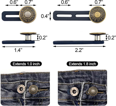 FXHDC-M 6pcs Button Extenders for Jeans Strong Pants Button Extender Waist Expanders for Women Men Trousers, No Sewing Instant Waistband Extension...
