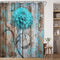 JAWO Teal Dahlia Shower Curtain, Dahlia Flower on Rustic Wooden Plank Country Style, Fabric Shower Curtain Set with 12 Hooks Bathroom Curtain Wate...