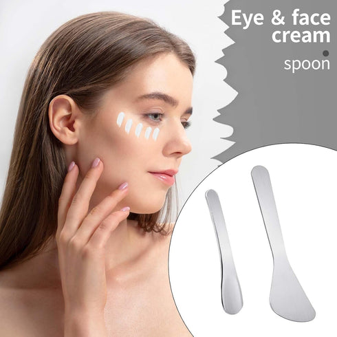 2Pcs Mini Metal Cosmetic Spatulas, Makeup Spatulas, Skincare Spatula, Cream Spatula, Beauty Accessories for Mixing and Sampling Plant Masks, Skin ...