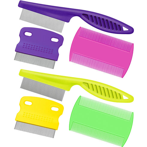6 Pieces Pet Lice Combs Dog Grooming Flea Comb Cat Tear Stain Comb for Removal Dandruff, Hair Stain, Nit (Pink, Green, Purple, Yellow)...