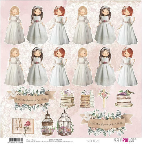 Papers For You - Scrapbooking Paper Kit in Portuguese | Collection "A Magical Day Blond Haired Girl" | Includes 10 Double Sided Papers with Differ...