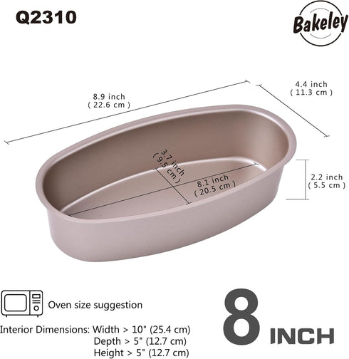 Ellipse Cheese Cake Pan, 8-Inch Non-Stick Oval Cake Bread and Meat Bakeware for Oven and Instant Pot Baking (Champagne Gold)...