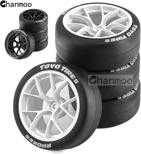 1/10 RC Rally On Road Car Tires and Hard Plastic Wheels Rims Drift Tyres 12mm Hex for 1:10 Scale RC Racing Car Tamiya Traxxas HPI KYOSHO XV02 XV01...