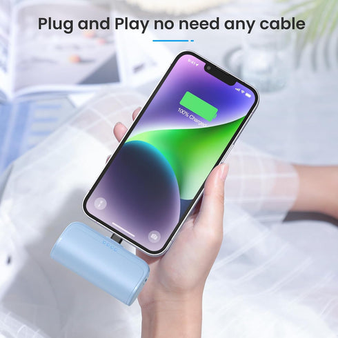 Mini Portable Charger Power Bank for iPhone,5200mAh Phone Charger, Ultra-Compact PD Fast Charging Battery Pack Compatible with iPhone 14/14 Plus/P...