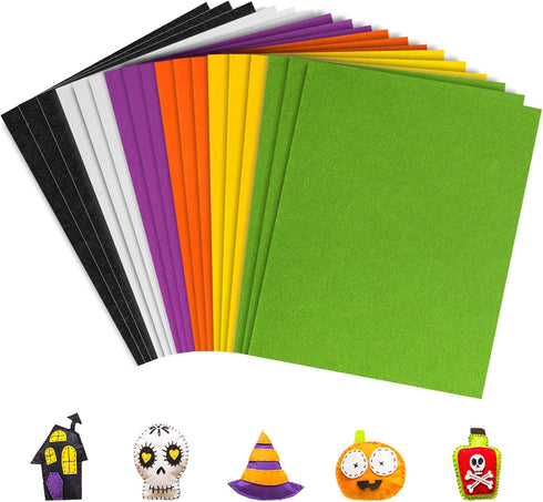 Whaline 18Pcs Halloween Felt Fabric Sheets Black Orange Assorted Soft Thick Craft Felt Pack for DIY Craft Sewing Patchwork Art Projects, 7.9 x 11....