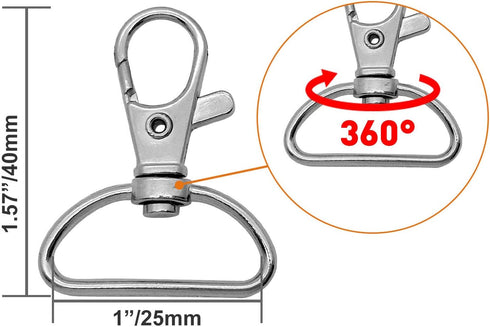60Pcs Swivel Snap Hooks,Metal Swivel Lanyard Snap Hook for Keychain Lanyard,Crafts Supplies,1” (25 mm) Inside Width...