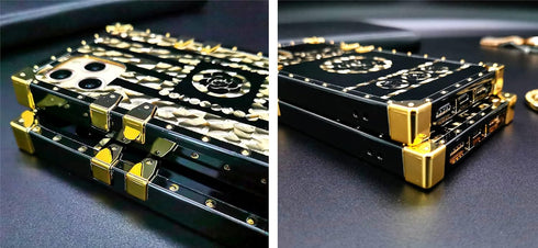 for Samsung Galaxy A53 5G Case Fashion Box Women Design Gold Bling Glitter Rose Flower Soft Trunk Cover with Ring Kickstand Phone Skin,Gold...