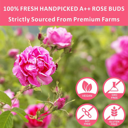 Dried Rose Buds Tea, Edible Roses Whole Flowers Loose Leaf Herbs, Premium Rose Herbal Beverages, Natural Healthy Fragrant, Ideal for Gift, 2.8 oz...