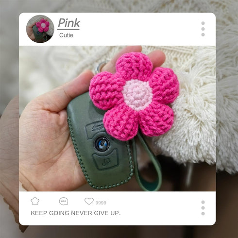 Car Rear View Mirror Accessories, Cute Crochet Flower Car Decor, Handmade Knitted Car Hanging Accessories for Women ?Pink?...
