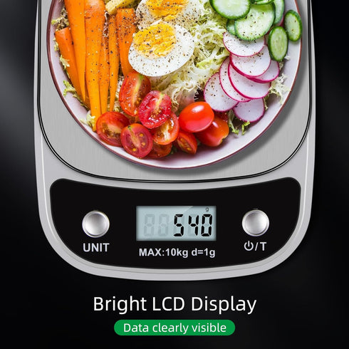 Digital Food Scale, 22 lbs/10kg Multifunction Kitchen Scale with Large Back-lit LCD Display and Tare Function for Cooking Baking Diets...