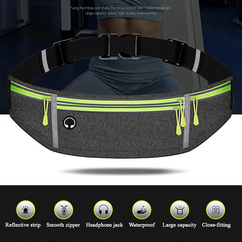 Waist pack sport running Belt Pack with adjustable Strap for running hiking travel outdoors sport (Grey, 4 Pockets)...