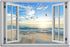 Beach Wall Decor Window View Posters Ocean Seagull Wall Art Nature Landscape Picture Posters Print on Canvas Painting Wall Art for Bedroom Bathroo...