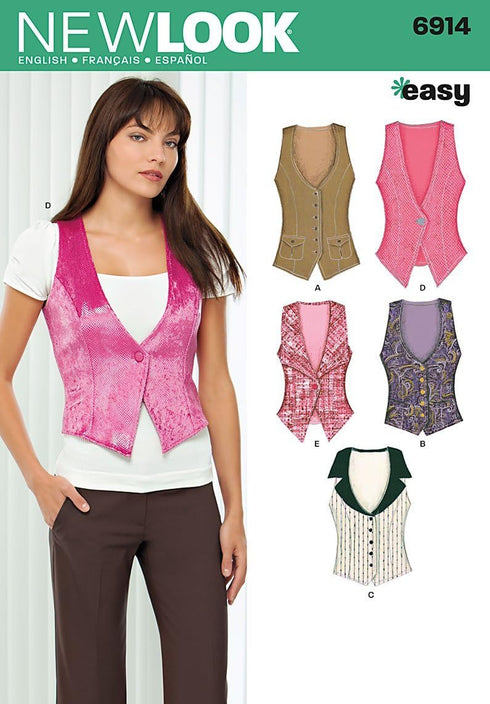 New Look Sewing Pattern 6914 Misses Tops, Size A (4-6-8-10-12-14-16)...