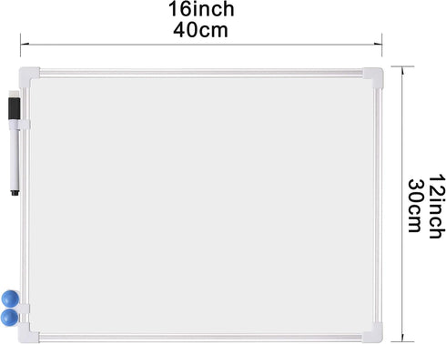 White Board Dry Erase, Small Dry Erase Board 12" x 16", Double Sided Magnetic Whiteboard with Dry Erase Marker & Magnets, Small White Board, Alumi...