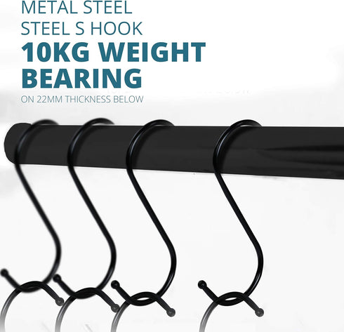 15 Pack S Hooks for Hanging 3.5 Inch | Heavy Duty Carbon Steel Hangers for Kitchen Utensils, Plants, Pot, Pan, Cups, Towels – Black...
