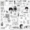 Doraking 55PCS Vintage Black and White Character Print Shaped Stickers for Laptop Planners Scrapbook Cups Diary Notebooks Album (Black and White P...