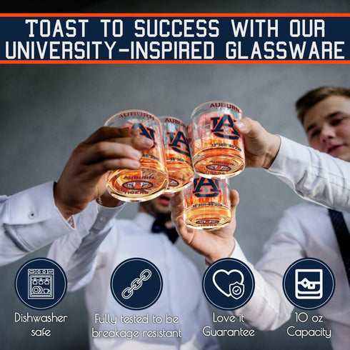 Greenline Goods - Auburn University Whiskey Glass Set (2 Low Ball Glasses) - Contains Full Color Tigers Logo & Campus Map - Auburn Tigers College ...