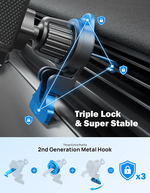 JOYTUTUS 2 in 1 Car Vent Phone Mount, Never Blocking Air Vent with Extension Clip, Adjustable Cell Phone Holder for iPhone and Samsung......
