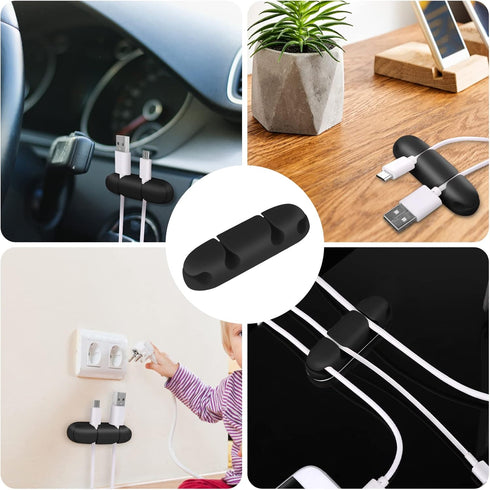 Cable Clips 3PCS Cord Wire Organizer Cable Management Holders 4 Hole Silicone Cable Harness USB Charging Accessory Cable Holder for Office and Hom...