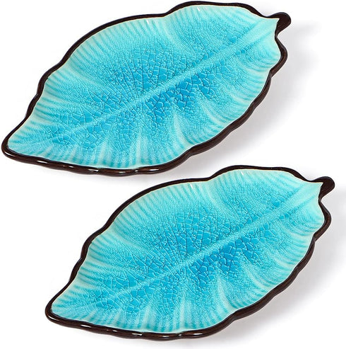 2 Pack Leaf Spoon Rest, Ceramic Ladle Holder, Modern Farmhouse Decorative Utensil Rester for Stove Top, Kitchen Counter, Dining Table, Coffee Stat...