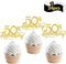 24Pcs Gold Glitter 50th Anniversary Cupcake Topper Happy 50th Cheers to 50 Years Cupcake Topper 50th Birthday Wedding Anniversary Party Decoration...