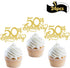 24Pcs Gold Glitter 50th Anniversary Cupcake Topper Happy 50th Cheers to 50 Years Cupcake Topper 50th Birthday Wedding Anniversary Party Decoration...